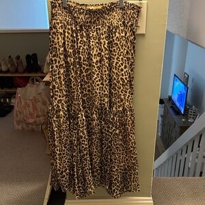 American Eagle Outfitters Leopard Print Midi Skirt - Brown & Black